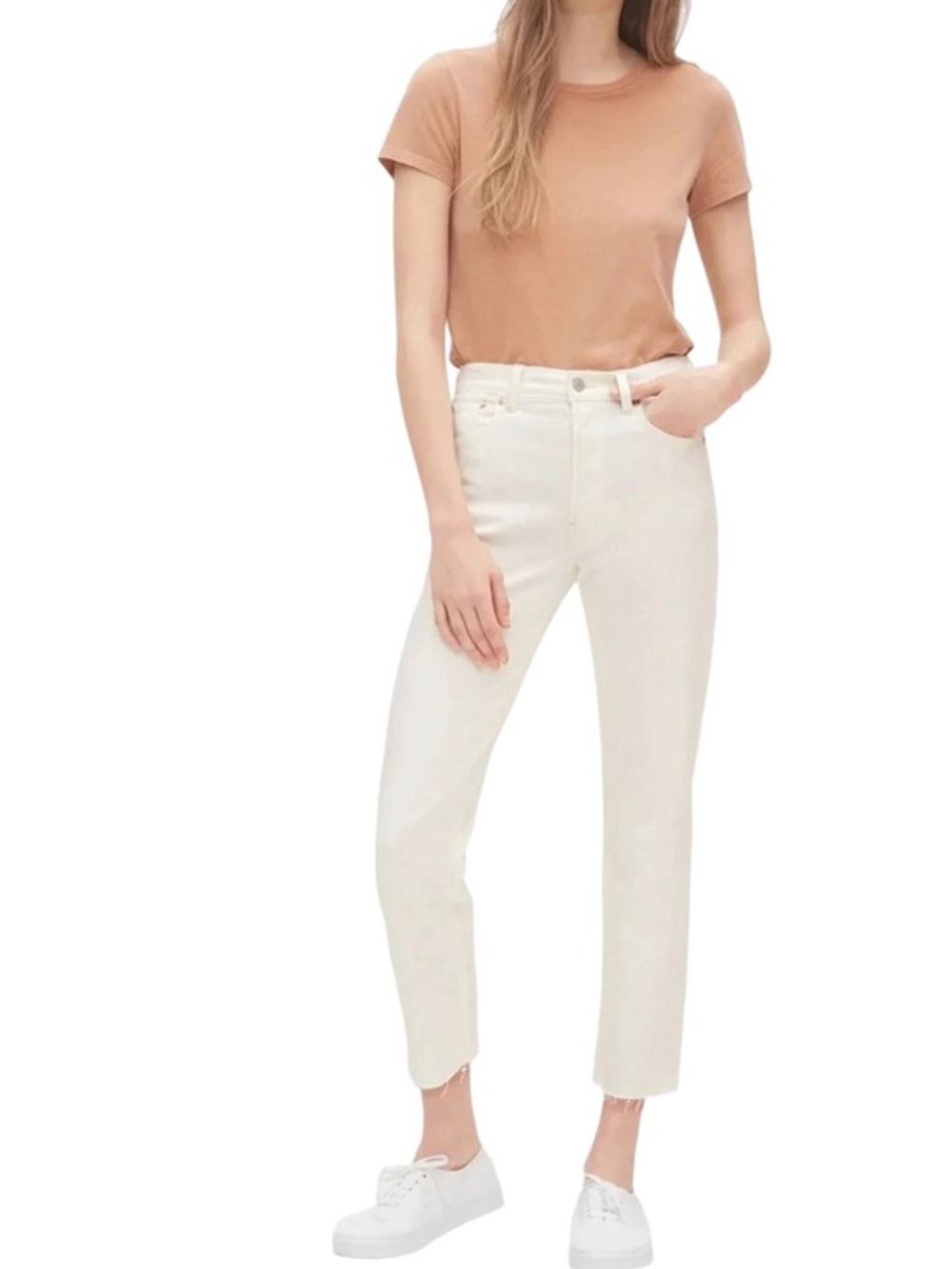 GAP Cropped Cheeky Straight Ecru High-Rise  Denim Jeans